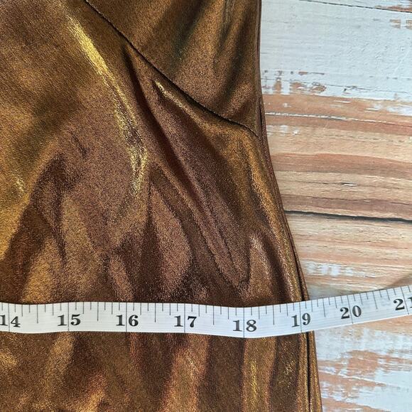 Lauren Ralph Lauren Metallic Chiffon One Shoulder Gown Party Size US 10 - Picture 13 of 14